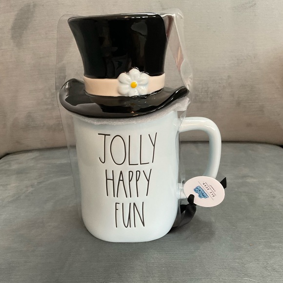 Rae Dunn Other - NWT very rare Rae Dunn 2 pc.mug & topper for Frosty the Snowman JOLLY HAPPY FUN